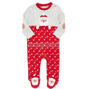Red and White Santa Printed Jump Suit 