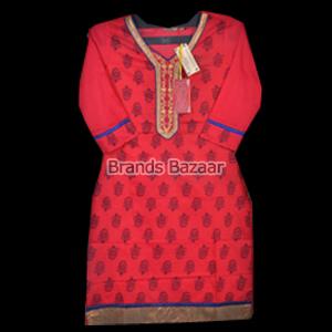 Full Sleeves  Red Color Cotton Casual Printed Kurti