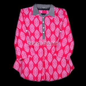 Full Sleeves Pink Color Printed  Short Kurti