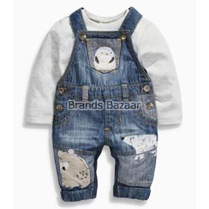 Blue Shaded Denim with Sticker Pattern Dungaree 