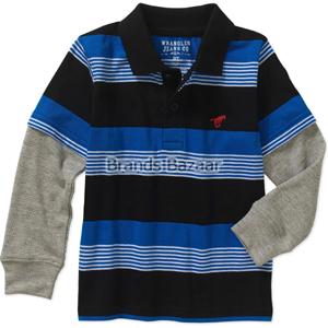 Black Strips Baby Toddler Boy Hangdown Polo Shirt