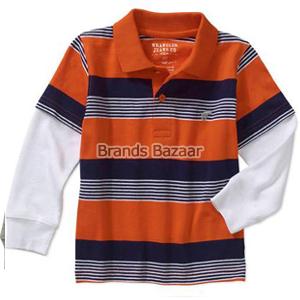 Orange Strips Baby Toddler Boy Hangdown Polo Shirt