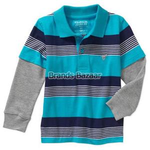 Sky Blue Strips Baby Toddler Boy Hangdown Polo Shirt