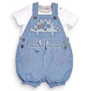 Light  Blue Color Denim Dungaree with White Top 