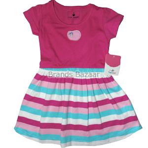 Pink Color With Strips Pattern Soft Cloth Frocks 