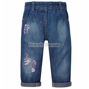 Blue Shaded Slim Fit Jeans With Embroidery Pattern 