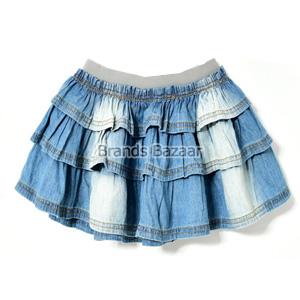 Light Blue Shaded Denim Cotton Skirt