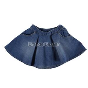 Dark Blue Shaded Stretch Denim Skirt 