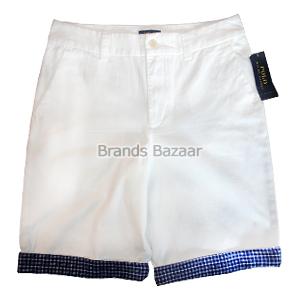 White Color Short With Bottom Folded Pattern