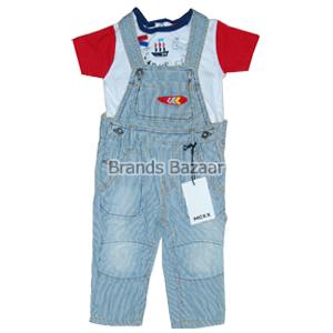 Light Color Dungaree With White Half Sleeves T-Shirt