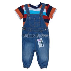 Denim light Blue  Dungaree with Color full T-Shirt