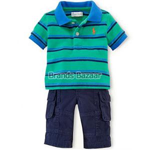 Green Color Strips T-Shirt with Dark Blue  Cargo Pant