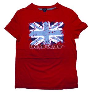 Red Color Half Sleeves British Flag Print