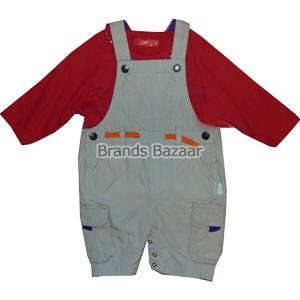 Cream Color Dungaree With Red  Top