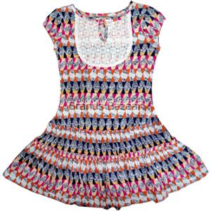 three Color Casual Printed Soft Cotton Frock 