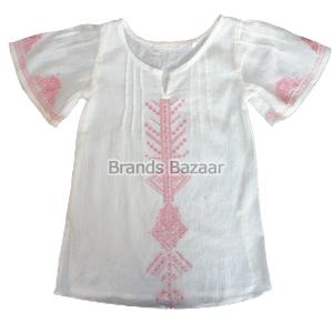 Cream Color Classic Embroidery Pattern Top 