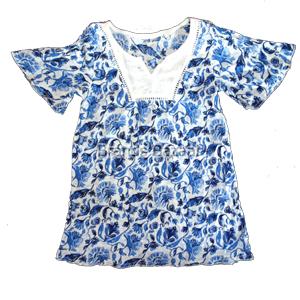Blue Color Classic Printed Top 