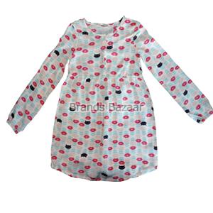 Cream Color Top with Red Flower Pattern