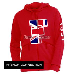 Red Color Hoodie Cap Jacket With Front Embroidery pattern