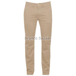 Cream Color Slim Straight Fit Trousers
