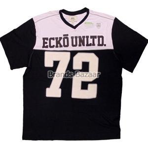 Black and White Printed V Neck T-Shirt  