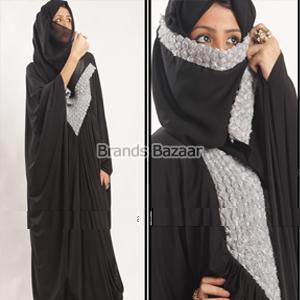 White rose mesh design Burqa 