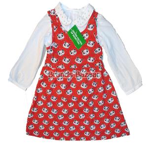 Red Color Flower Printed Frock with Inner White top
