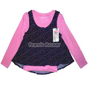Pink Color Full Sleeves Top With dark Blue Color Dotted Printed Shrug