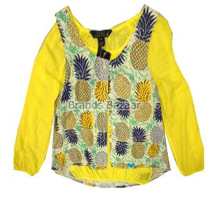 Yellow color Full Sleeves Cotton Top With Printed Pattern Shrug 