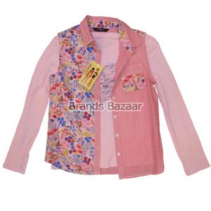 Pink Color full sleeves Top with Sleeveless Printed Shrug