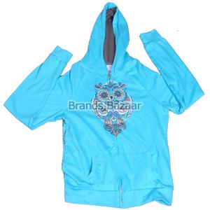 Full Sleeve Light Blue Hooded Jacket
