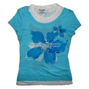 Sky Blue and White Flower Top