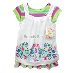 White Color Top with Colorful Embroidery Pattern and Color Full inner Top