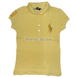 Yellow Color Short Sleeves Collar T-Shirt